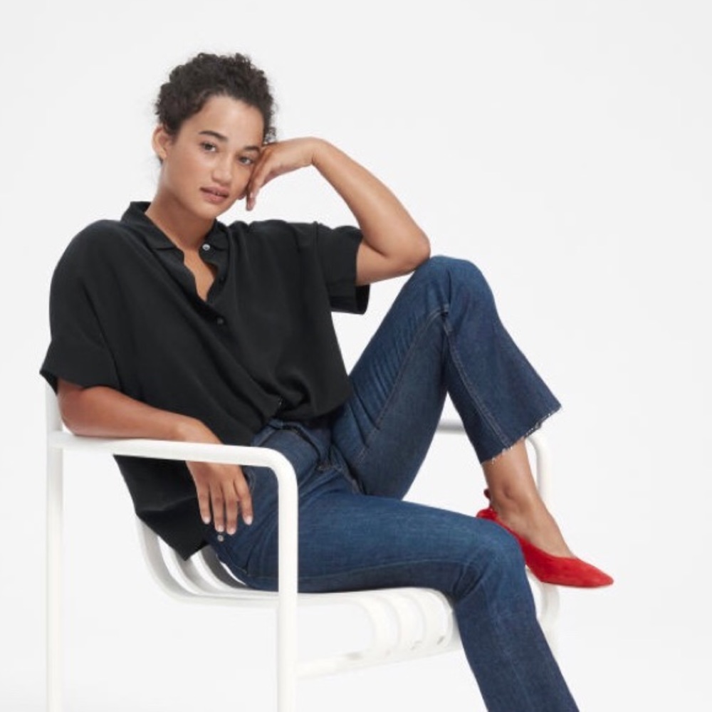 Everlane Black Clean Silk Square Shirt!